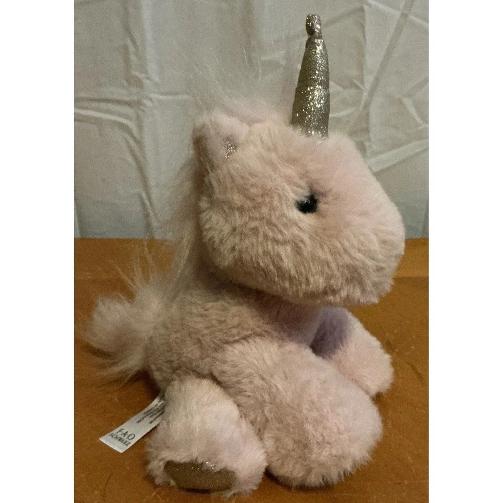 2022‎ FAO Schwarz Pink Unicorn Gold Glitter Soft Plush Stuffed Animal Toy 9